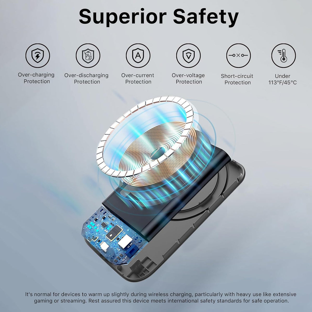 Slim Magnetic Power Bank 22.5W 5000Mah with Built-In Cable