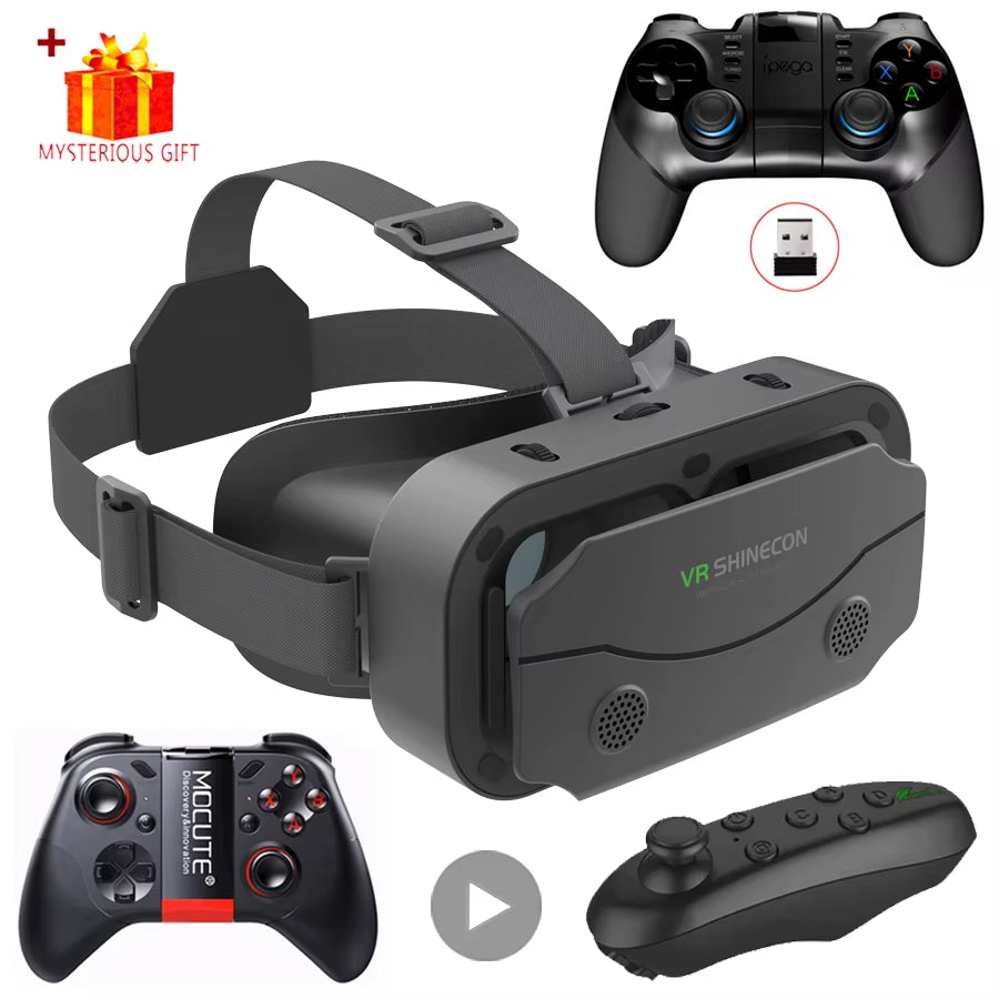 VR Glasses 3D Virtual Reality Headset Devices Helmet Lenses Goggles Smart for Smartphones Phone Cell Mobile Game Viar Viewer Set