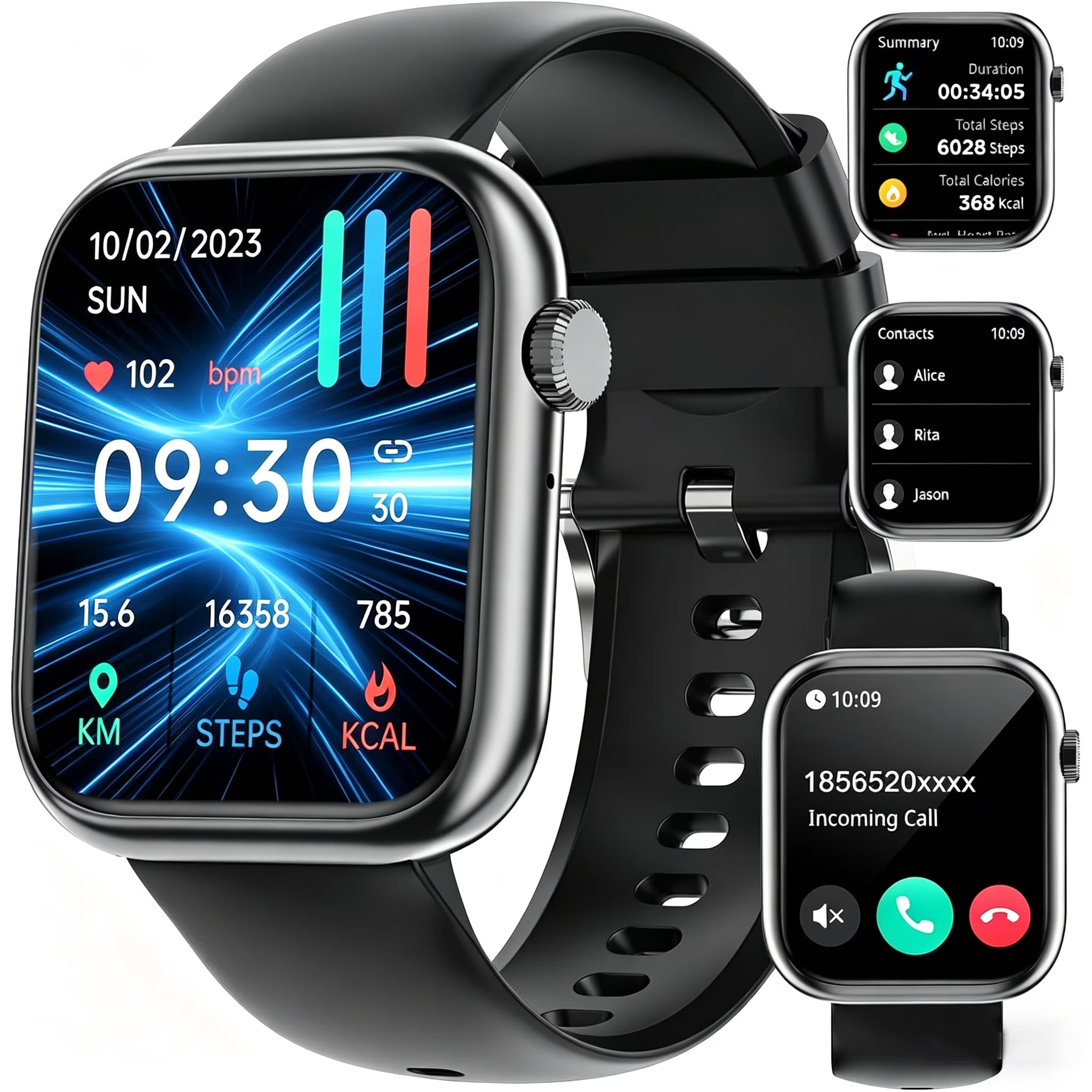 Smart Watch Answer/Make a Call Bluetooth Smart Watch for IOS Android Men'S and Women'S Watch Black