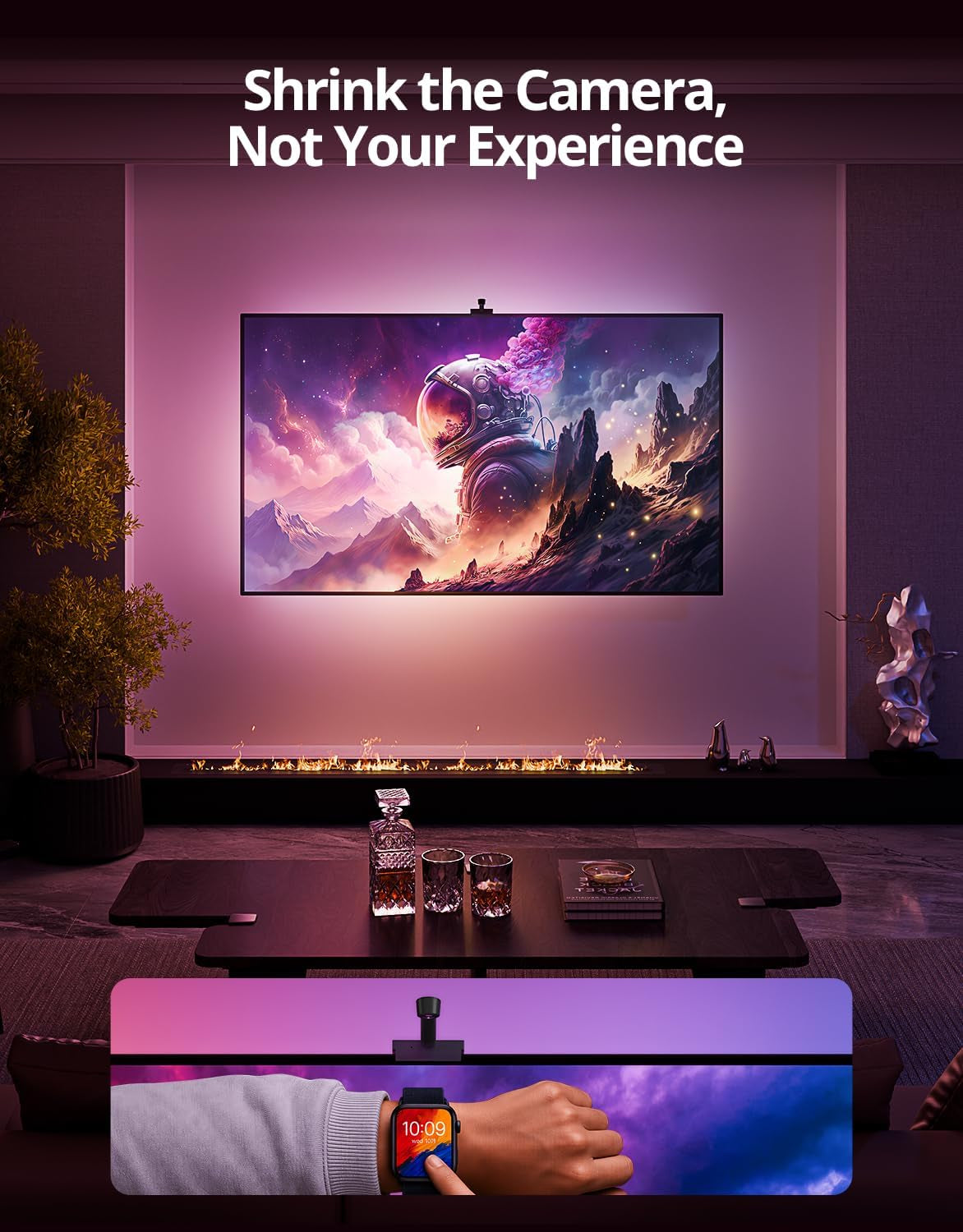 TV LED Backlight with Camera, RGBIC Lights Sync with 75-85 Inch Tvs