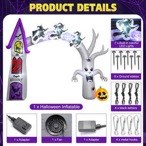 14FT Length X 10FT Tall Halloween Inflatable Arch with LED Lights