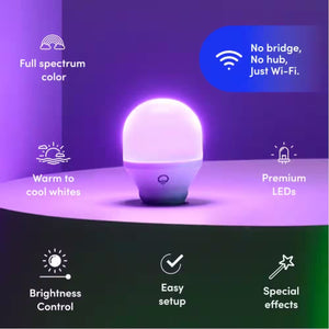 60-Watt Equivalent Smart 2-A19 LED Light Bulbs and 1-Switch Kit, Works with Alexa/Hey Google/Homekit Multi-Color(1-Pack)