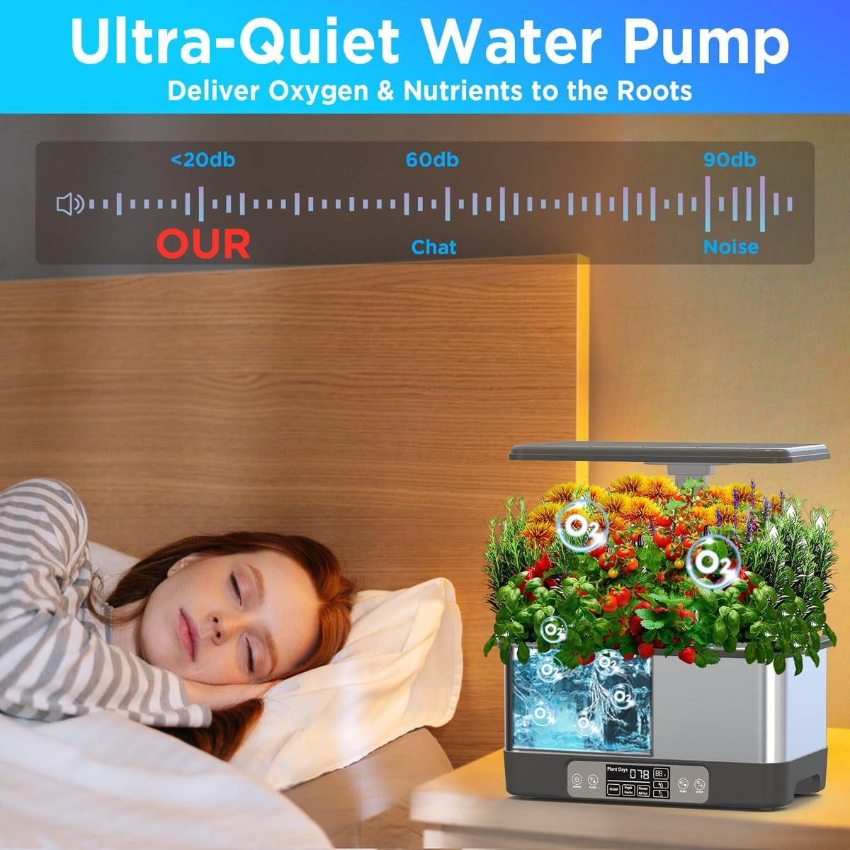 Hydroponics Growing System,Smart Indoor Herb Garden with Grow Light,8 Pods