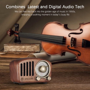 Vintage  Walnut Wood Bluetooth Speaker Radio - Retro Style, Bass Enhancement, Loud Volume, Bluetooth 5.0, MP3 & FM Radio