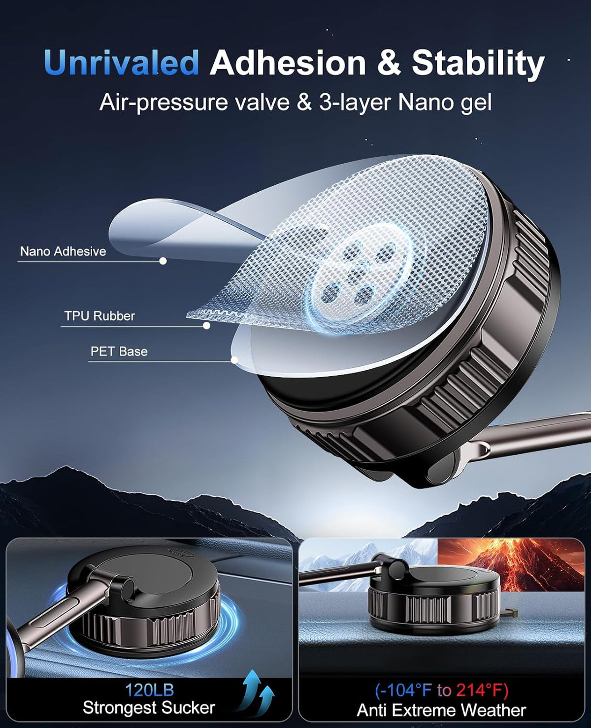 Iphone Magsafe Car Mount Charger 15W Fast Wireless Charging for Your Car