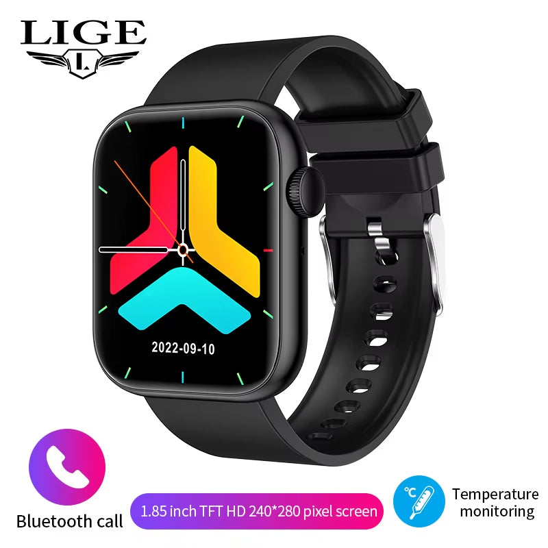 New Women Smart Watch 1.85 Full Touch Bluetooth Call Smart Wristwatch Body Temperature Watch Sports Bracelet Men Smartwatch