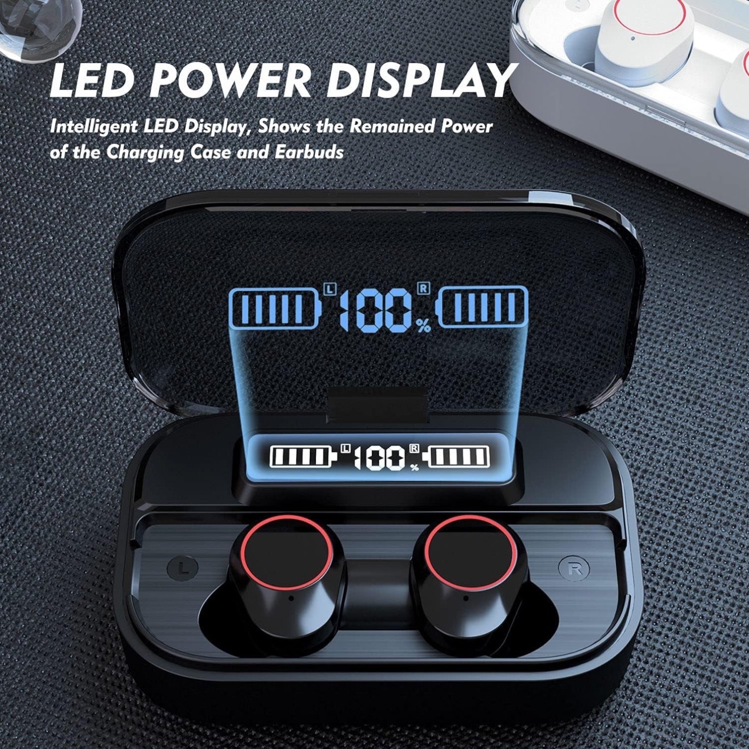 Wireless Earbuds Bluetooth 5.1 Headphones with Superior Stereo Sound, High Dynamic Range & Bass Boosted, IPX7 Waterproof Earphones, 80Hr Playtime with Charging Case, Touch Control In-Ear Headset W/Mic
