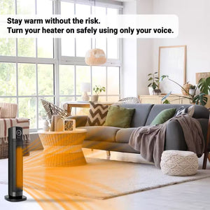 Smartvoice 1500-Watt 32 In. Black Electric Ceramic Tower Space Heater, 40 plus Voice Commands, No APP, No WIFI, 200FR