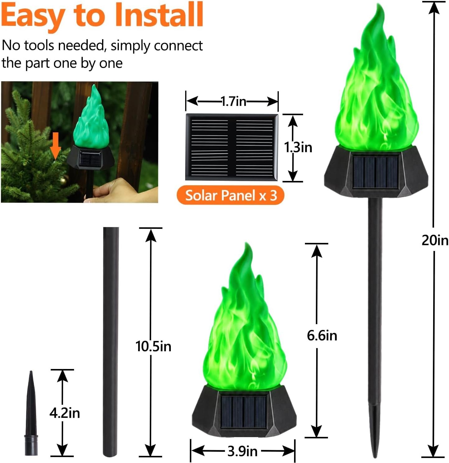 Solar Halloween Lights Outdoor, 4 Pack Solar Torch Light Waterproof