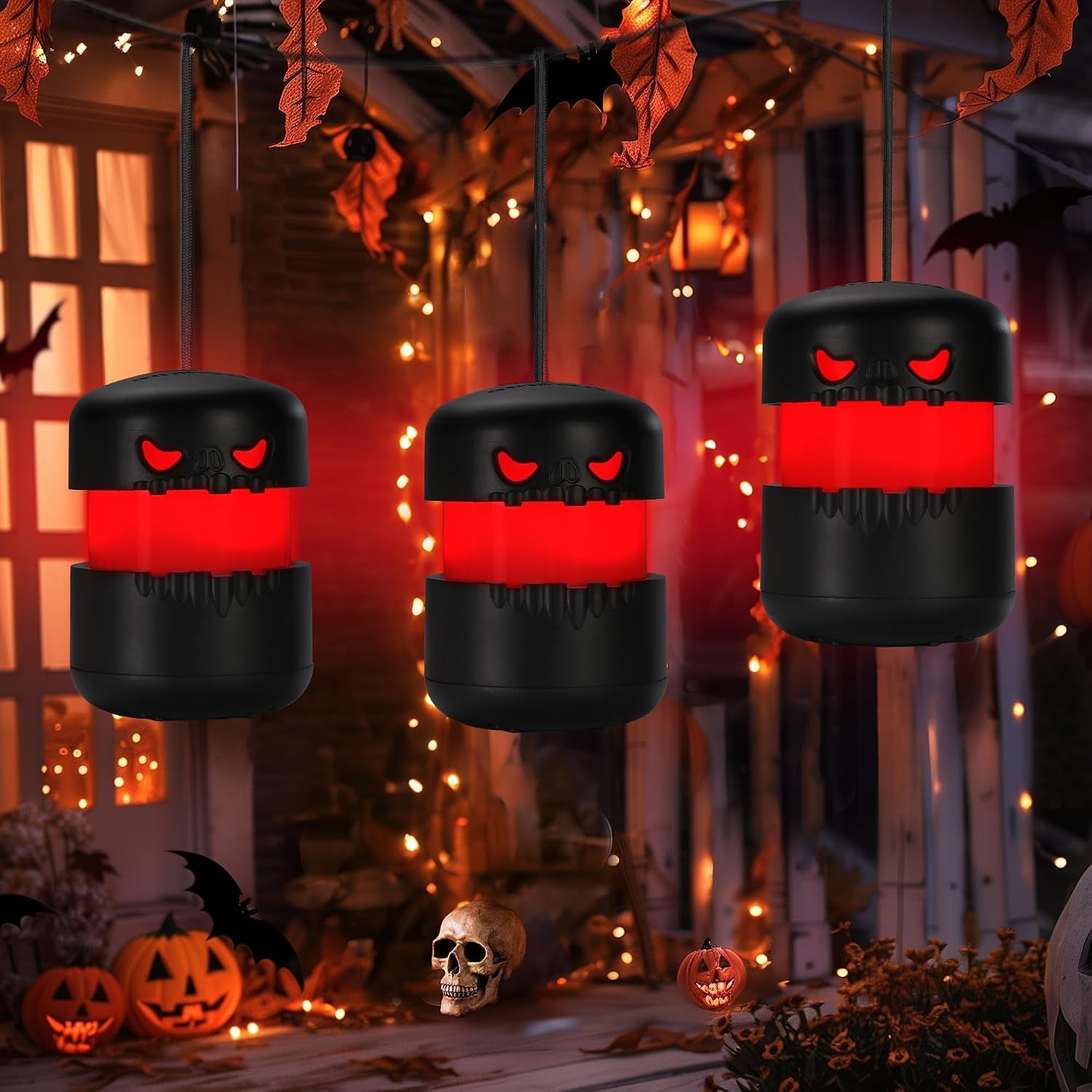 6-Pack Halloween Skull Lantern, Collapsible Camping Lantern