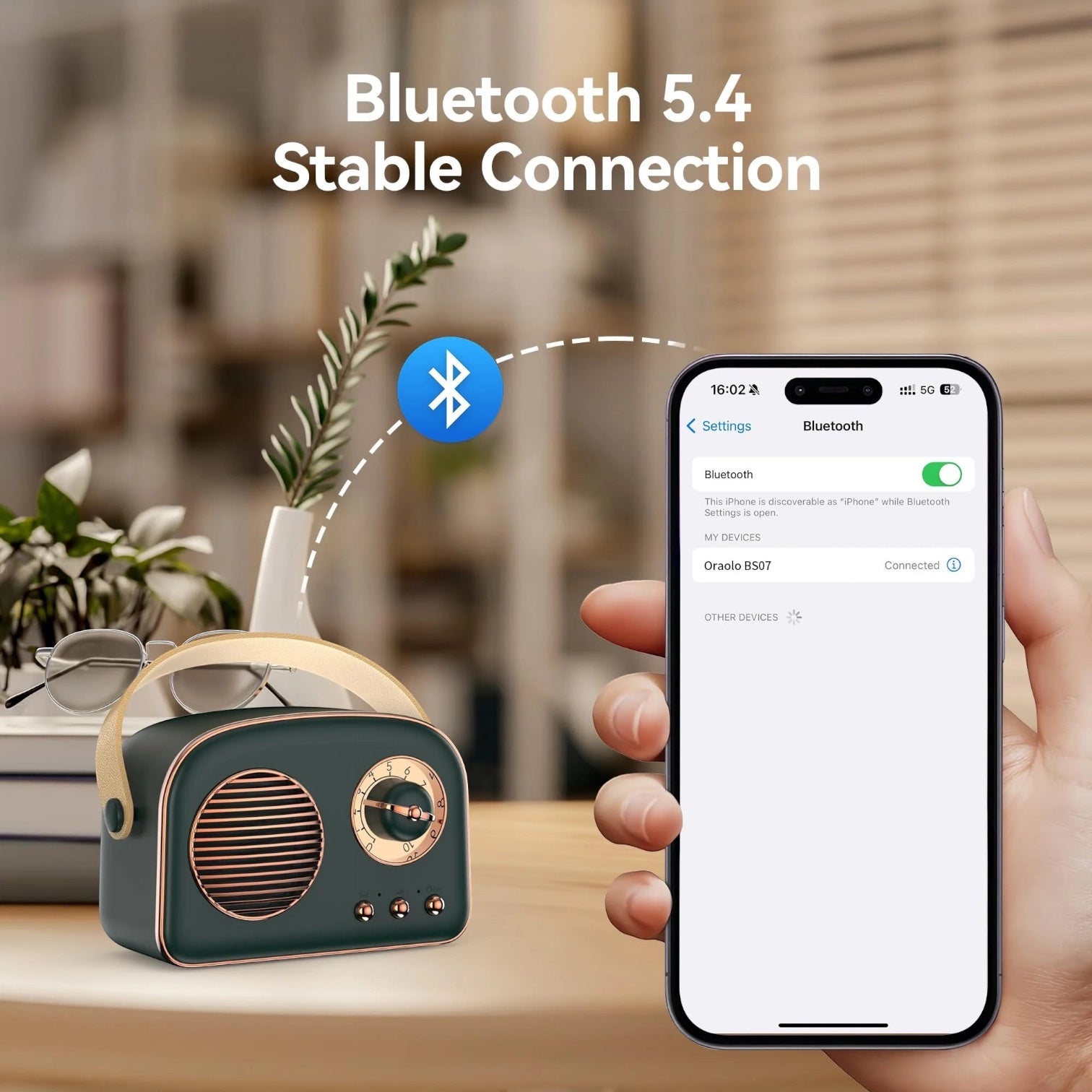 Retro Bluetooth Speakers, Small Wireless Bluetooth Speaker, Vintage Fashion Style, Portable Outdoor Speaker with Powerful Sound, Support Card Port for Bedroom (Green)