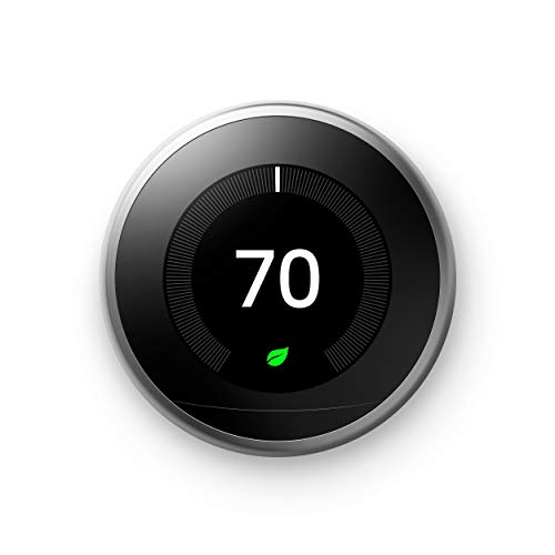 Google Nest Learning Thermostat - 3rd Gen (2015) - Programmable Smart Thermostat for Home - Works with Alexa - Stainless Steel