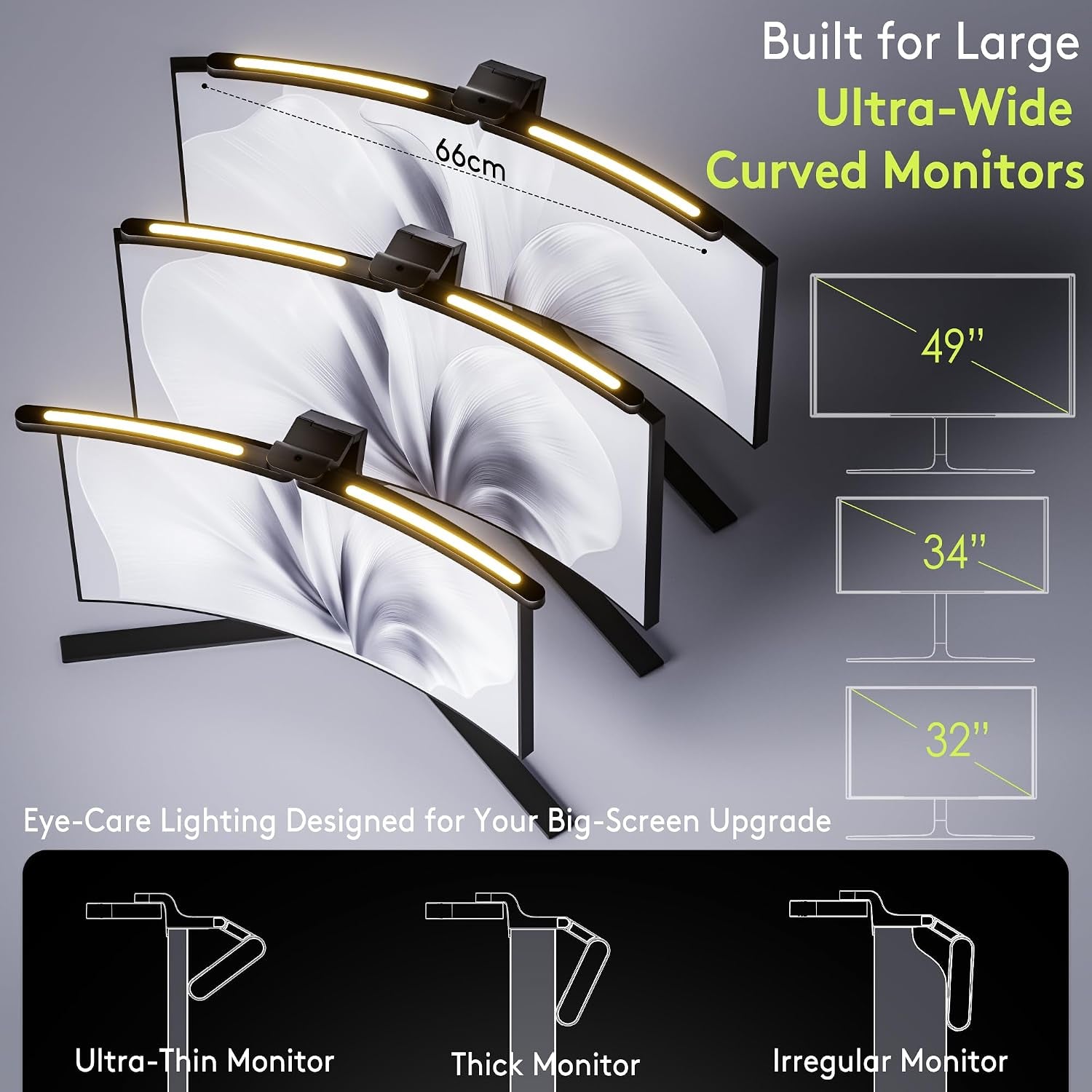 Curved Monitor Light Bar for 34"+ Ultrawide, Curve-Matching Pivoting