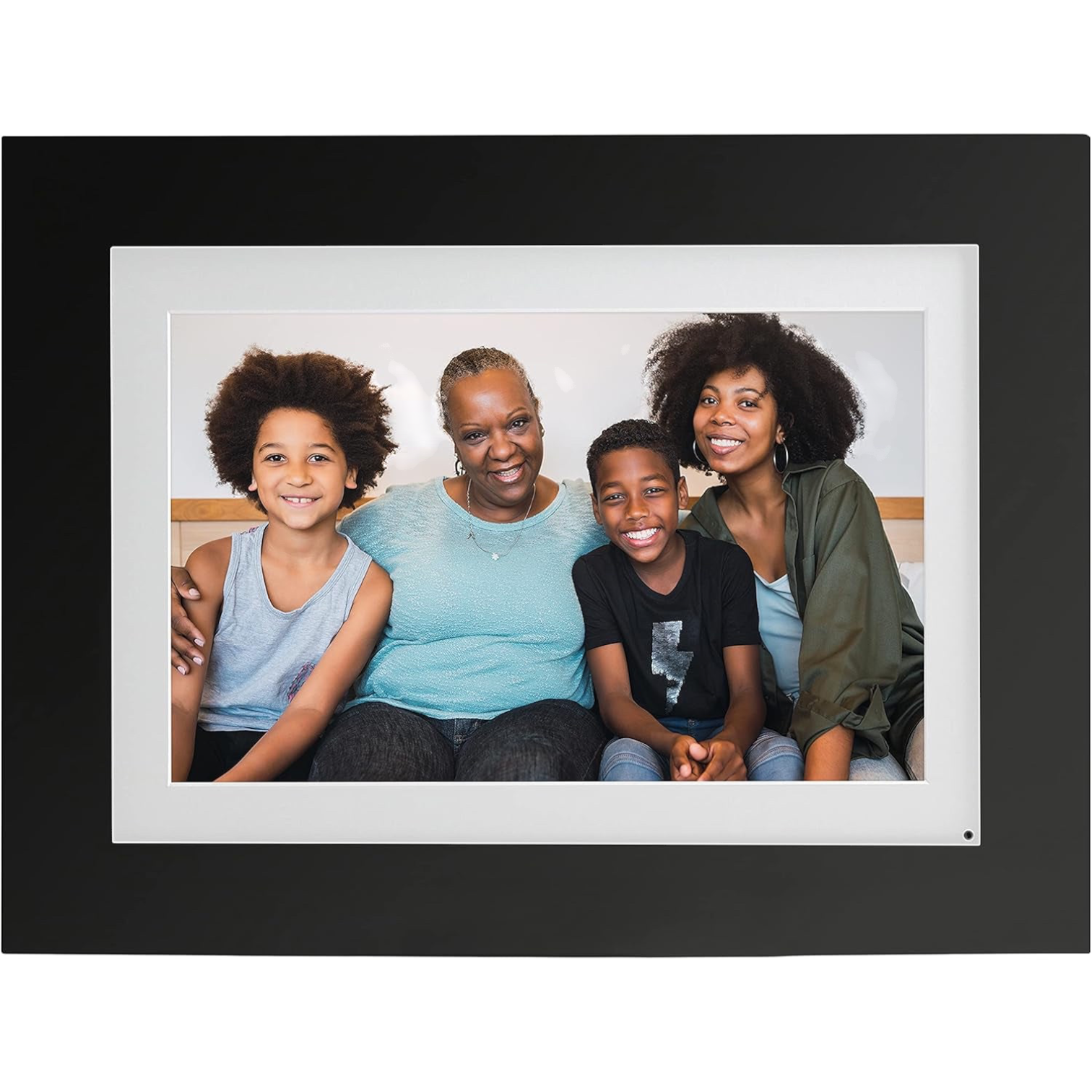 Photoshare 10” Wifi Digital Picture Frame, Send Pics from Phone to Frames, 8 GB, Holds 5,000+ Photos, HD Touchscreen, Black Wood Frame, Easy Setup, No Fees