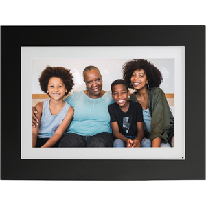Photoshare 10” Wifi Digital Picture Frame, Send Pics from Phone to Frames, 8 GB, Holds 5,000+ Photos, HD Touchscreen, Black Wood Frame, Easy Setup, No Fees
