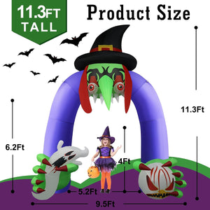 Halloween Inflatables Giant 11Ft Tall Creepy Witch Arch Outdoor Decorations
