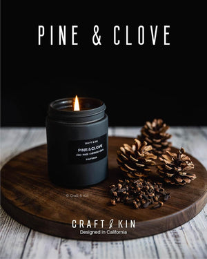 Premium Pine & Clove Candle - Enchanting Black Christmas Aroma - Long-Lasting 45 Hour Burn - 7.6 Oz Soy Candle for Cozy Holiday Aromatherapy