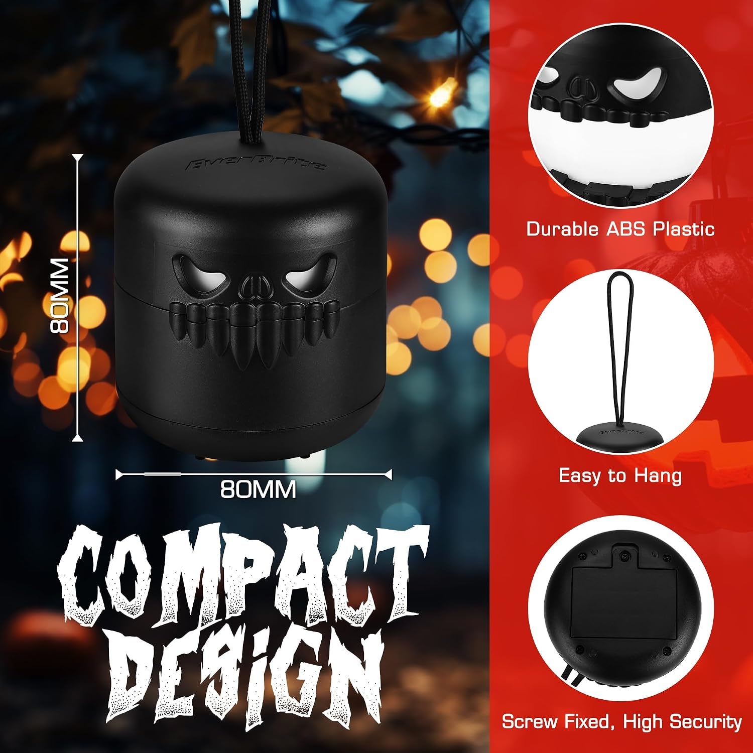 6-Pack Halloween Skull Lantern, Collapsible Camping Lantern