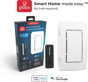 Wired Smart Doorbell Kit, White, Black, Plastic, Chime, Button, 2 Melodies, Muted Option, Notifications, No Hub Required, Wi-Fi