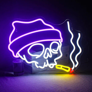 Skull Neon Sign Halloween LED Sign Neon Signs for Wall Decor Adjustable Brightness Halloween Neon Signs Neon Sign for Party Bedroom Wall Decor Home Party Light Decoration