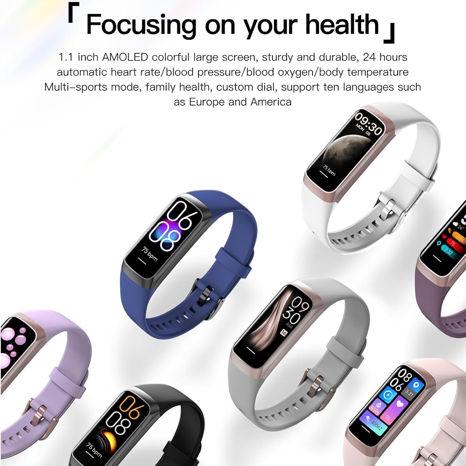 Revolutionary Health & Fitness Tracker Watch - AMOLED Display, Slim Design, 25 Sports Modes, Heart Rate & Blood Pressure Monitor, Waterproof & More!