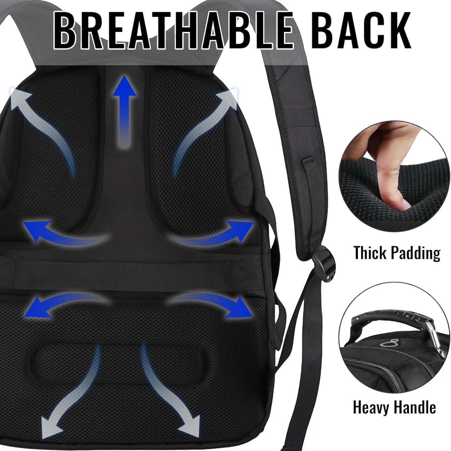 Large Backpack for Men, Extra Large Laptop Backpacks for Men Women, Water Resistant Travel Backpack Airline Approved Business Work Bag Fits 17 Inch Computer, Black