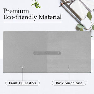 PU Leather Desk Pad with Suede Base, Multi-Color Non-Slip Mouse Pad, 36” X 17” Waterproof Desk Writing Mat, Large Desk Blotter Protector (Gray)
