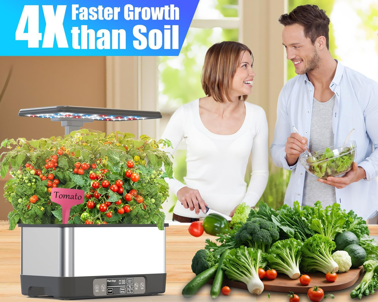 Hydroponics Growing System,Smart Indoor Herb Garden with Grow Light,8 Pods