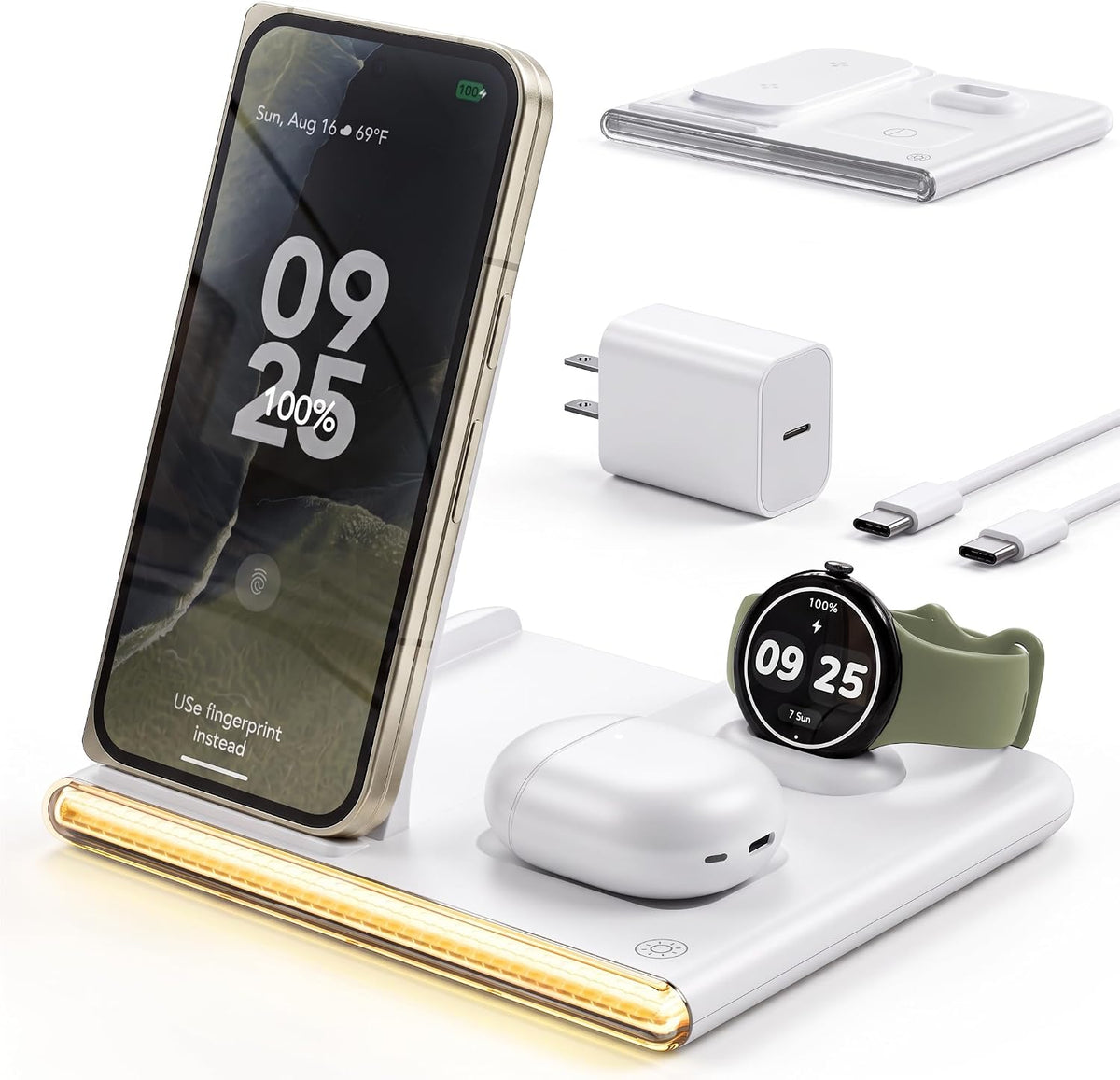 3 in 1 Wireless Foldable Charging Station for Google Pixel Watch 5 4