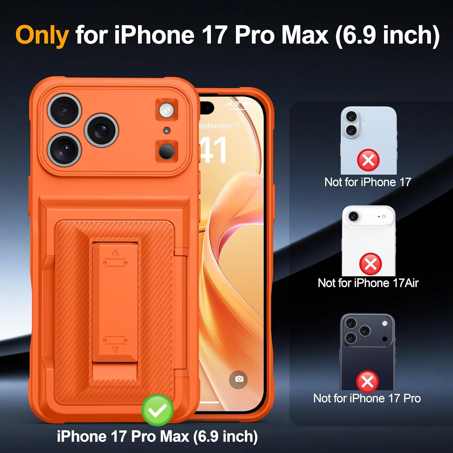 iPhone 17 Pro Max Wallet Case with Card Holder (4-5 Cards), Privacy Screen Protector, RFID Blocking, Kickstand, Military Drop Protection, and Full Camera Protection