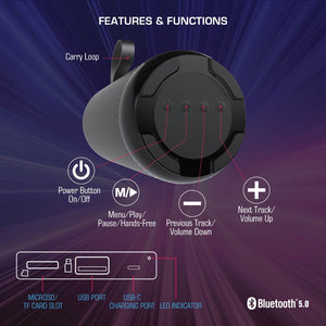 Aquaboost 5-Watt Boom Box High Definition Portable Bluetooth Speaker, Black