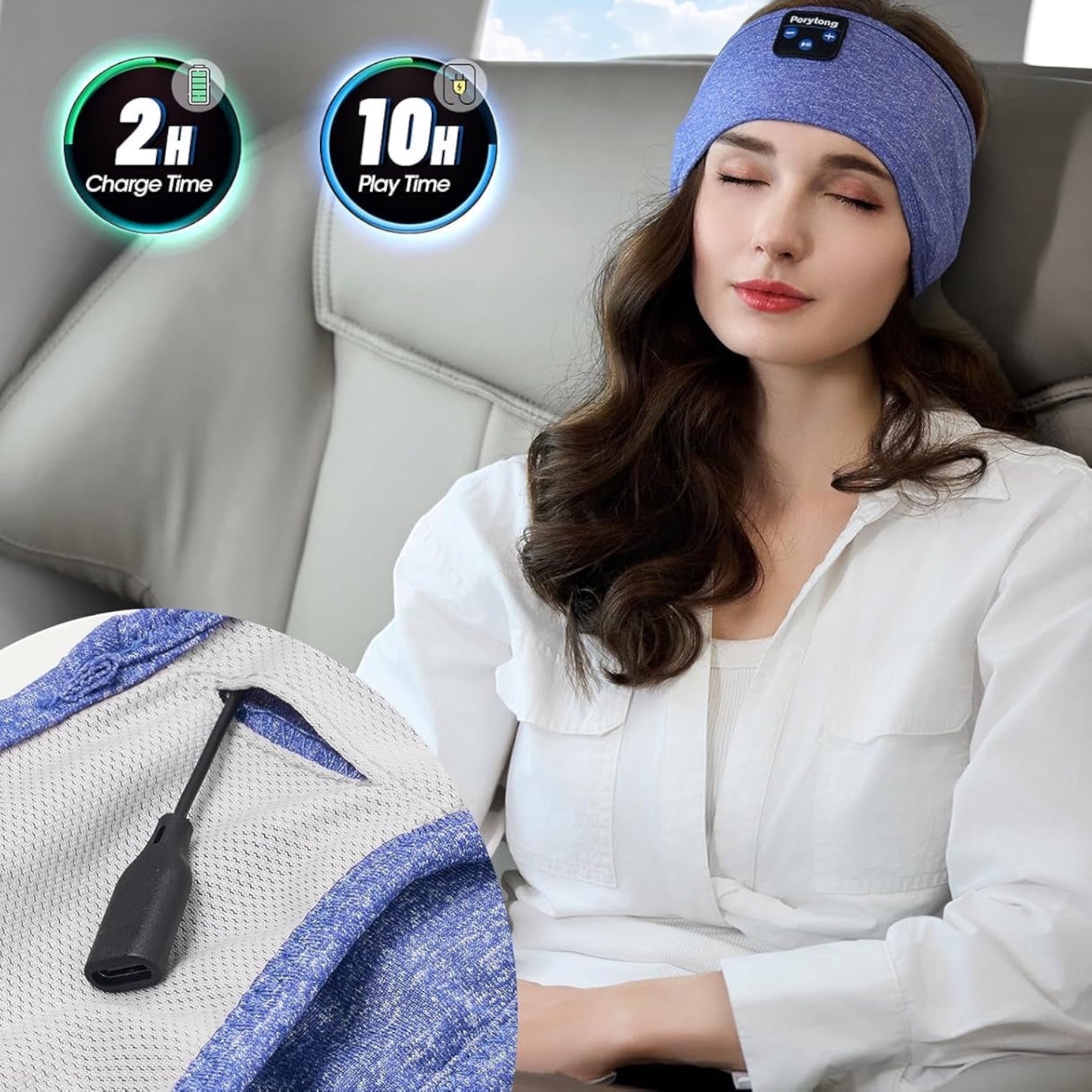 Sleep Headphones Wireless, Bluetooth Sports Headband Headphones with Ultra-Thin HD Stereo Speakers Perfect for Sleeping,Workout,Jogging,Yoga,Insomnia, Air Travel, Meditation (Skyblue)