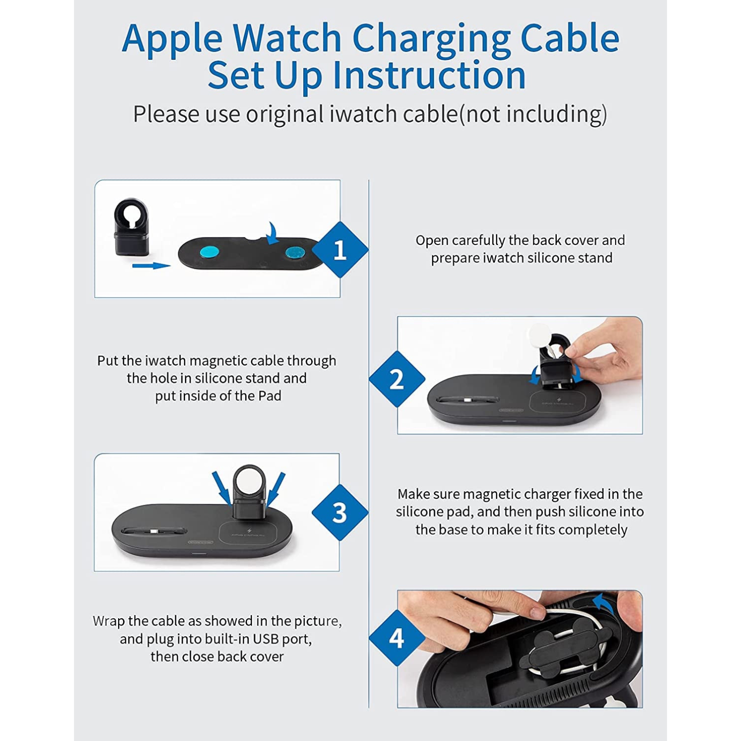 3 in 1 Wireless Charging Station for Apple Product, Wireless Charging Pad for Apple Watch, Airpods Pro/2, Wireless Charger Stand for Iphone 12/12 Pro/12 Pro Max/Se2(No Included Iwatch Cable)