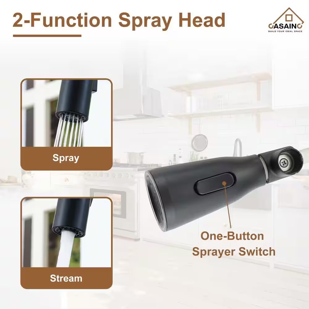 Single Handle Smart Touchless Pull-Down Sprayer Kitchen Faucet with Deck Plate in Matte Black