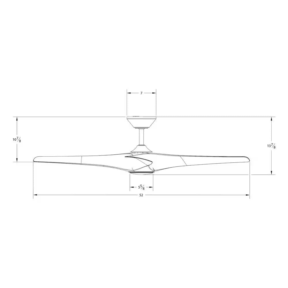 Zephyr 52 In. Smart Indoor/Outdoor Matte Black Standard Ceiling Fan Downrod Mount 4CCT Integrated LED with Remote