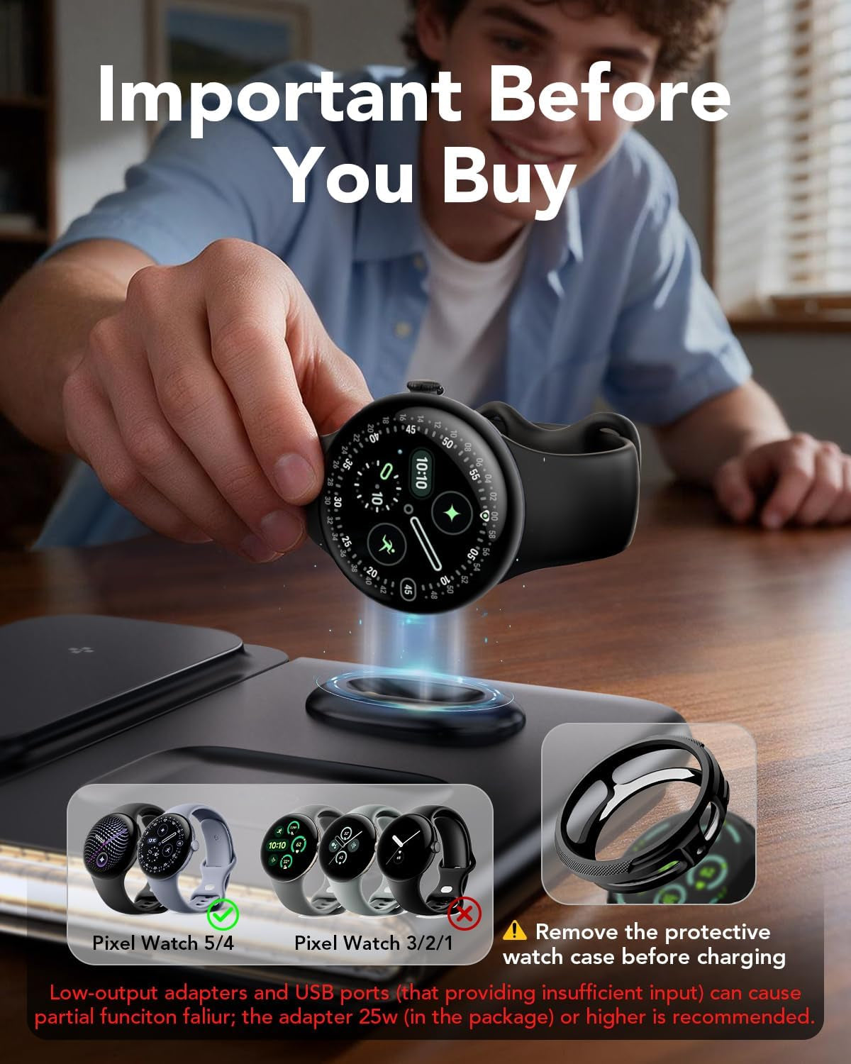 3 in 1 Wireless Foldable Charging Station for Google Pixel Watch 5 4