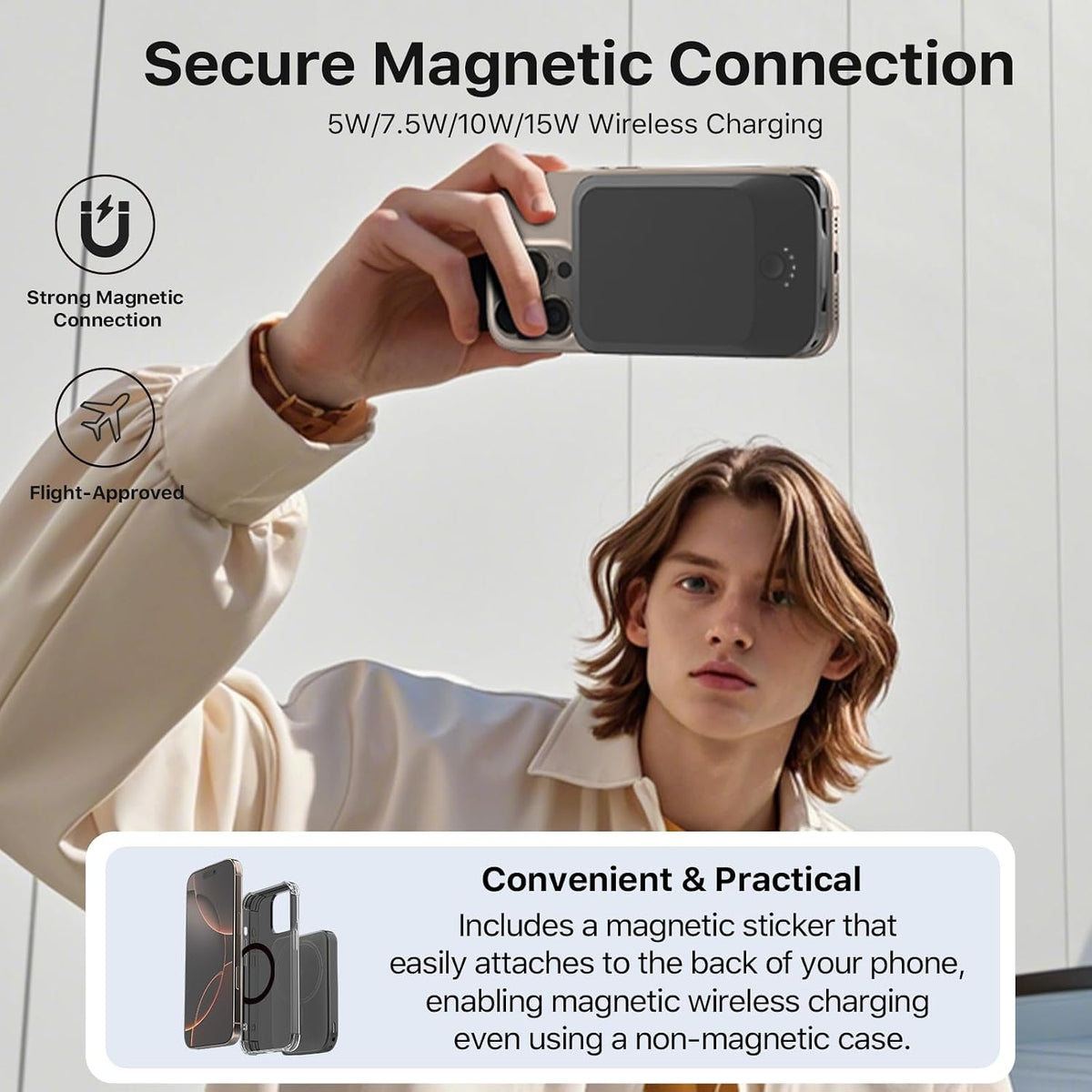 Slim Magnetic Power Bank 22.5W 5000Mah with Built-In Cable