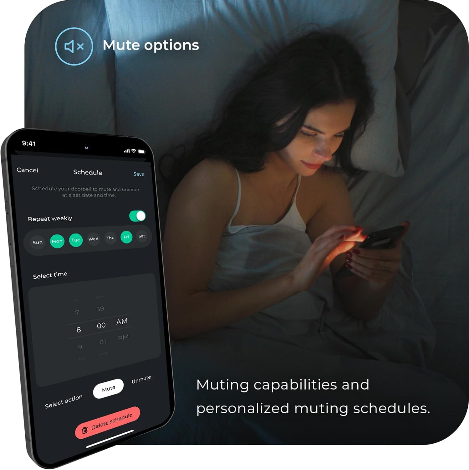 Wired Smart Doorbell Kit, White, Black, Plastic, Chime, Button, 2 Melodies, Muted Option, Notifications, No Hub Required, Wi-Fi