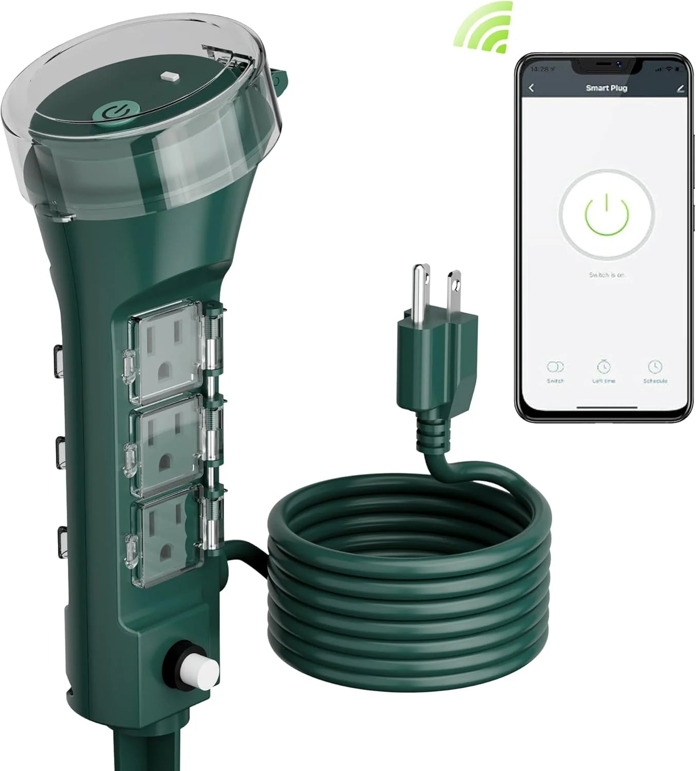Outdoor Smart Plug Waterproof Wifi Outdoor Outlet Timer with 6 Grounded Outlets, Remote & Voice Control Heavy Duty Yard Stake Plug Compatible with Alexa and Google Assistant
