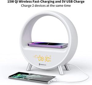 Arches Gradual Sunrise Alarm Clock with Wireless Charging, Sunset White Noise Sound Machine Loud Sunsire Alarm Clock for Heavy Sleepers Smart Ambient Lamp Sunrise App/Touch Control 2.4G Wifi