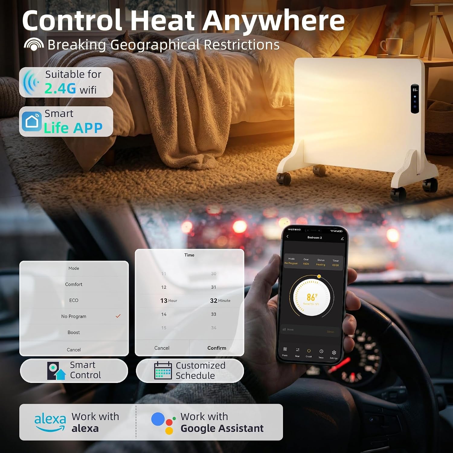 Wall Convection Space Heater Panel, Smart Wifi Heater for Indoor Use
