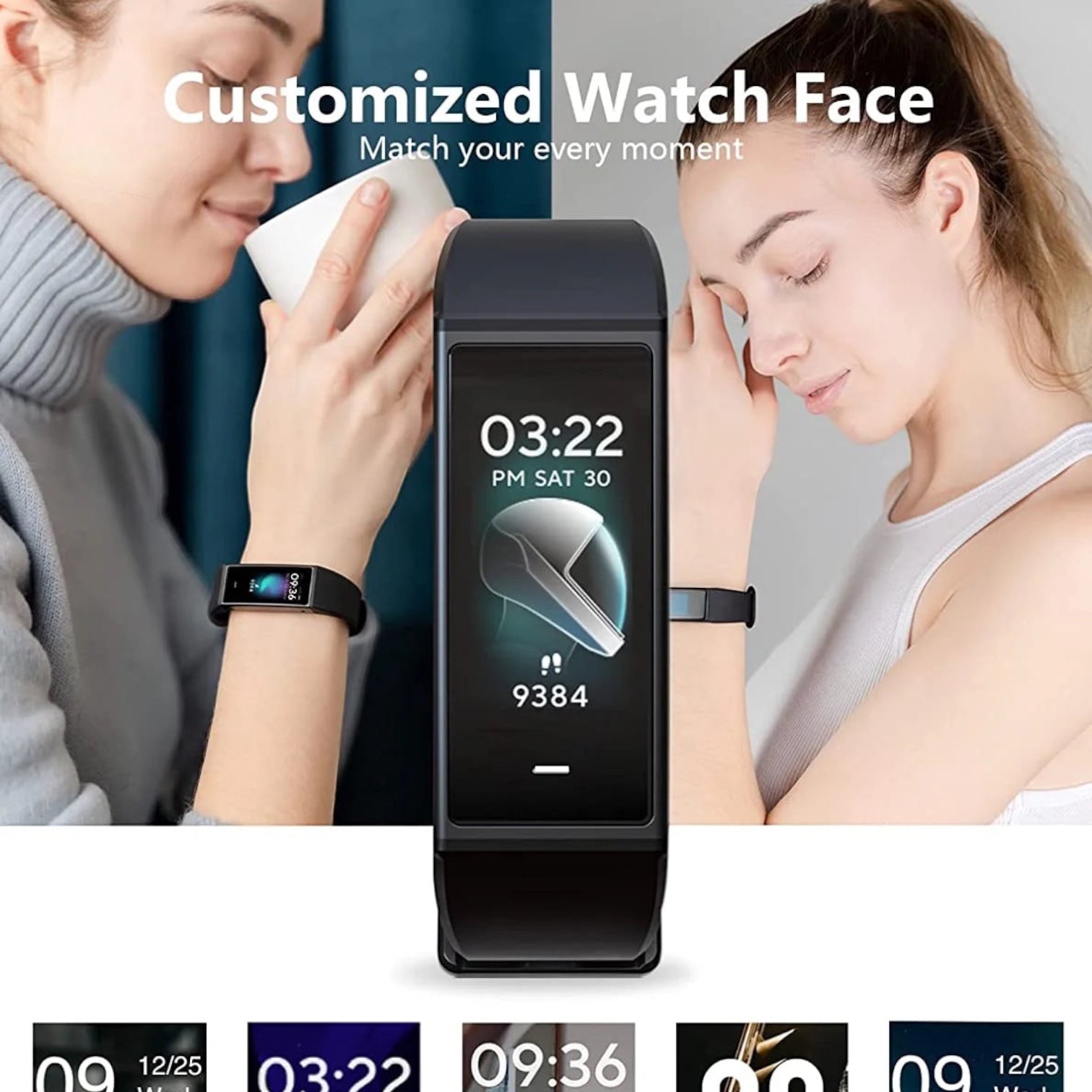 Band Health Tracker with Extra Color Band , Smart Watch Fitness Tracker, Heart Rate Monitor, Step Counter, Sleep Monitor, High Res Color Touchscreen and Water Resistant