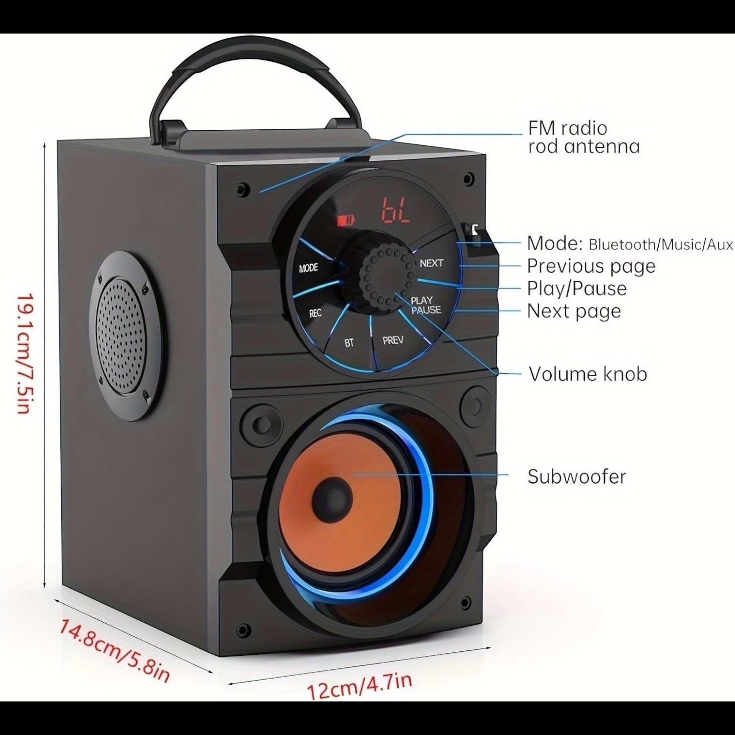 Portable Bluetooth Speaker, Bluetooth 5.3, Outdoor/Indoor Speaker Set,Dual Speakers, Subwoofer, Home Sound Package, with Dual Wireless Microphones,Remote Control,For Home, Camping, Travel