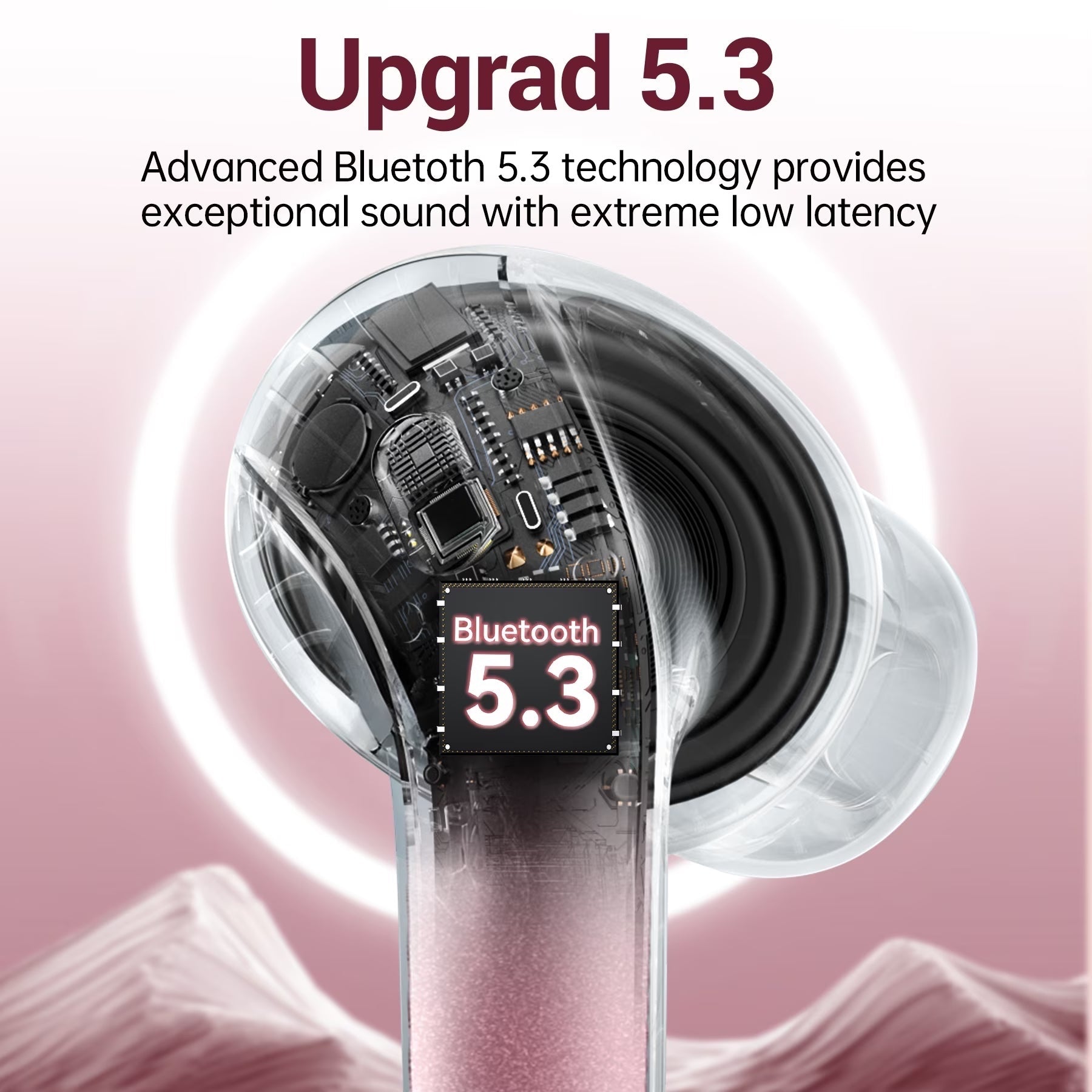 VEATOOL X15 Wireless Earbuds Bluetooth 5.3 Headphones,72H Hi-Fi Stereo Deep Bass Earphones with Noise Cancelling Mic IP7 Waterproof Sport Headset with LED Power Display for Laptop Pad Phones