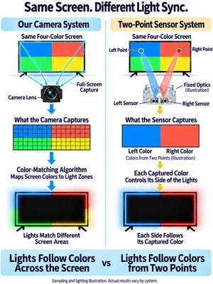 TV LED Backlight with Camera, RGBIC Lights Sync with 75-85 Inch Tvs