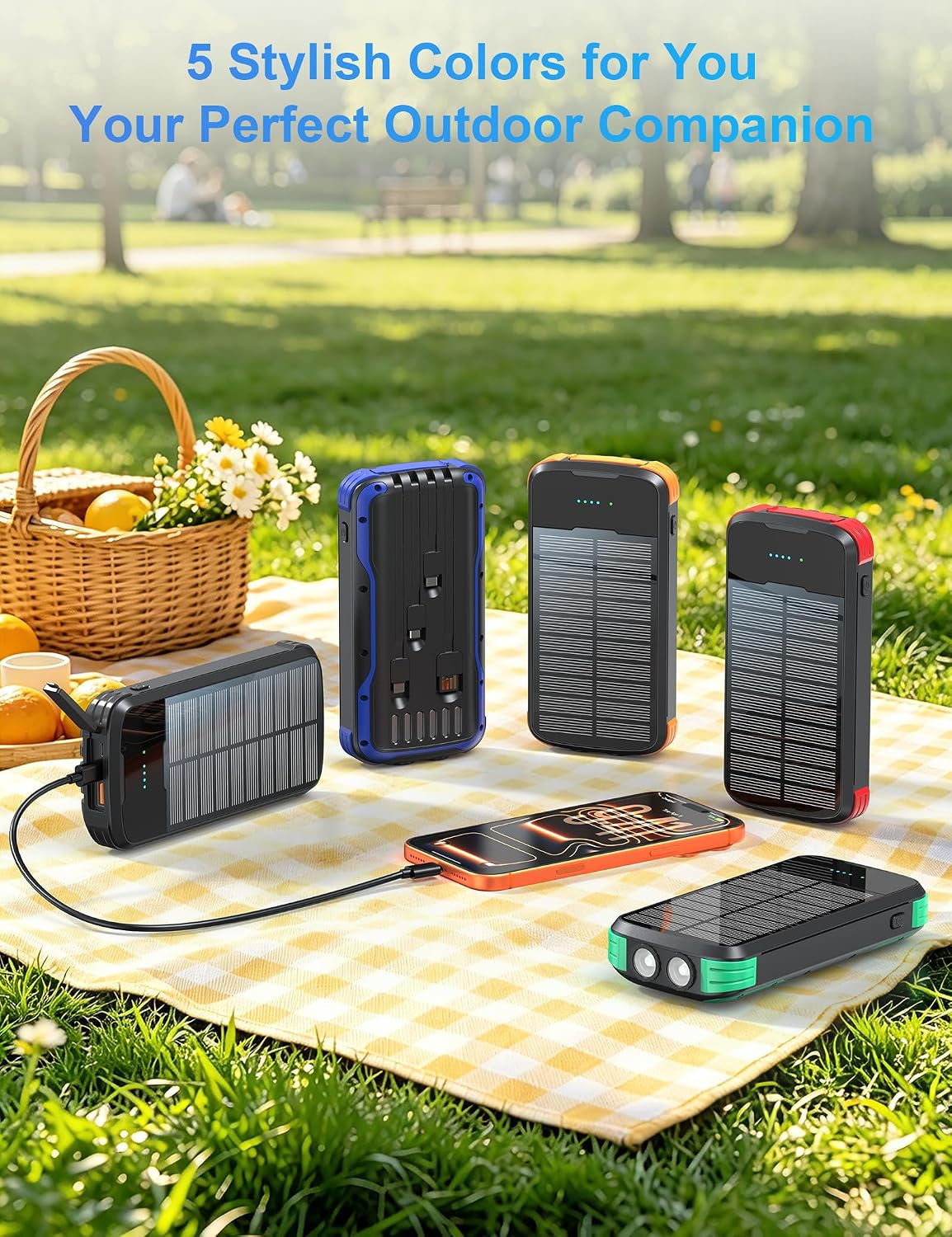 Solar Power Bank 40000Mah PD20W Fast Charging Portable Solar Charger