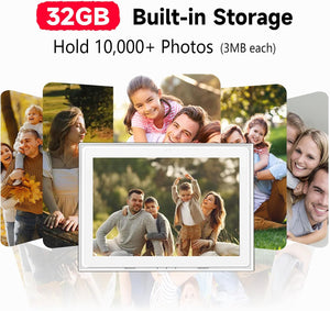 10.1 Inch FRAMEO Digital Photo Frame Wifi 32GB 800 * 1280 IPS Touch Screen Digital Picture Frame Easy Setup Share Photo or Video via Frameo APP