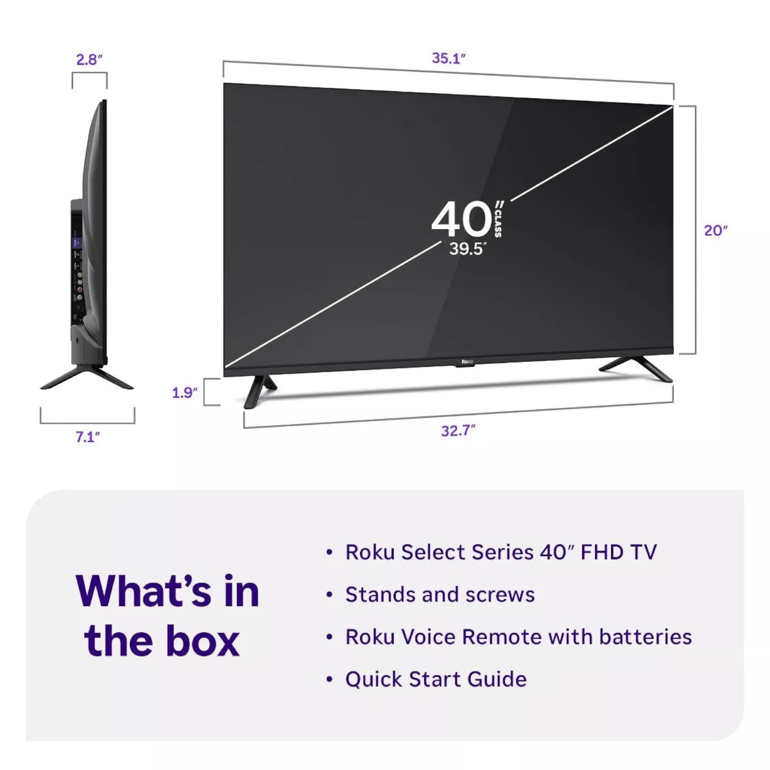 Roku 40" Select Series 1080P Full HD Smart Roku TV with Roku TV Remote: Streaming, Apple Airplay, 3 HDMI Ports