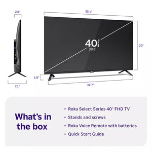Roku 40" Select Series 1080P Full HD Smart Roku TV with Roku TV Remote: Streaming, Apple Airplay, 3 HDMI Ports