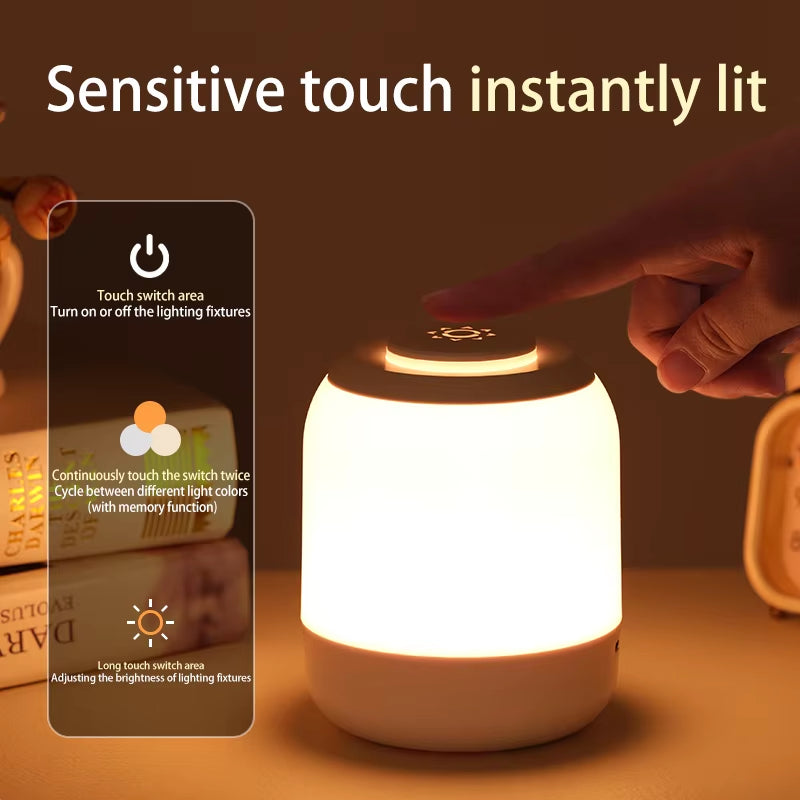 LED Night Light Touch Lamp Table Lamp Bedside Lamp Bedroom Lamp with Touch Sensor Portable Desk Lamp Light for Kids Gifts Led